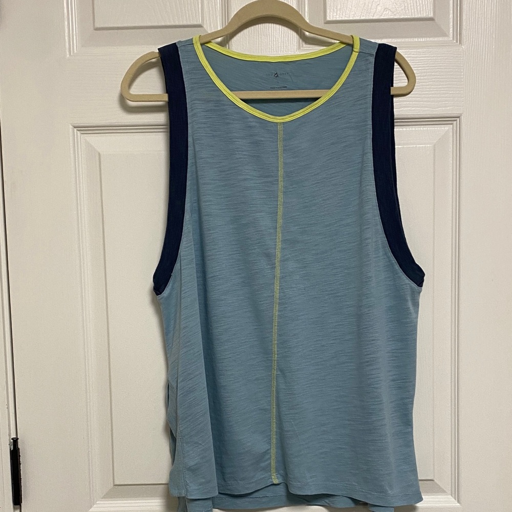 Lou & Grey Blue Top with Yellow Trim